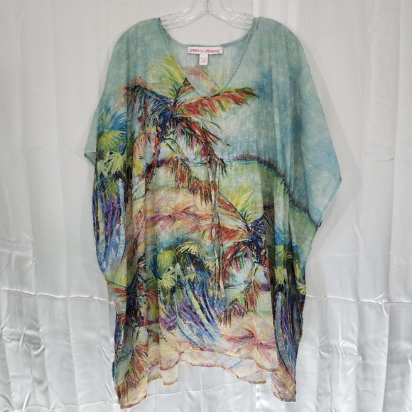 Leoma Lovegrove Tops - Leoma Lovegrove Size Large Tropical Print Women's Cover Up With Front Tie